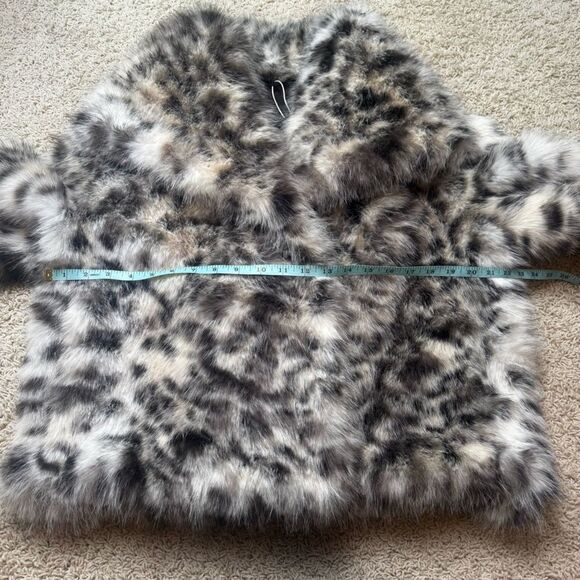 Zara Short Faux Fur Animal Print Jacket Coat NWT Small Tan Brown Black White - Picture 6 of 9